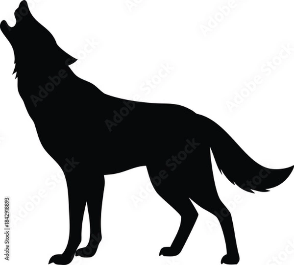 Obraz Wolf Howling Silhouette Vector Illustration Transparent Background