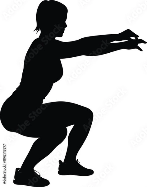 Obraz Workout Squat Silhouette Vector Illustration Transparent Background