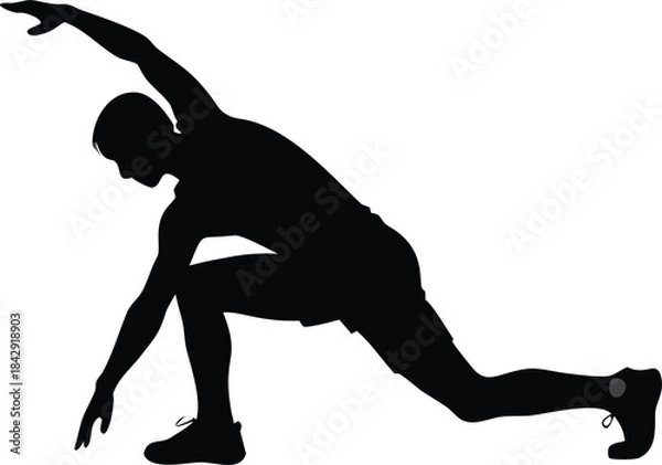 Obraz Workout Stretching Silhouette Vector Illustration Transparent Background