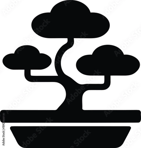 Fototapeta Bonsai Tree Silhouette Vector Transparent Background