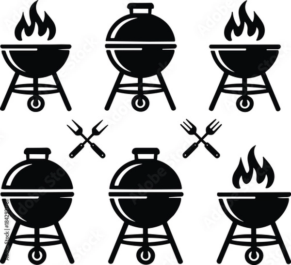 Obraz 
BBQ Grill Icon Set Vector