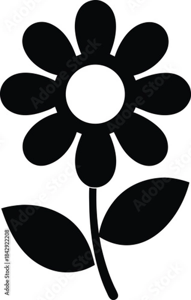 Fototapeta Daisy Silhouette Vector Transparent Background