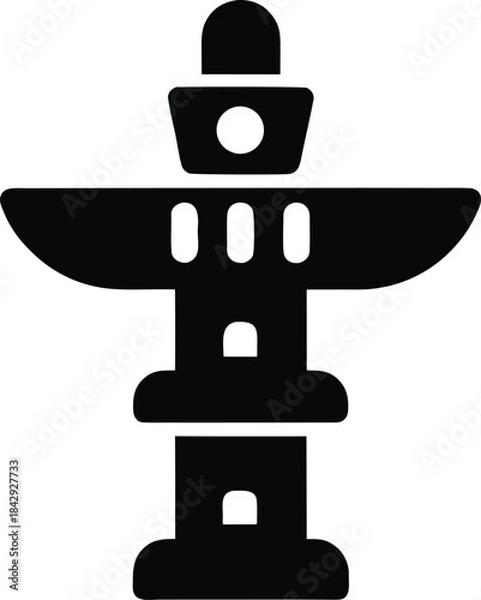 Obraz Totem Pole Silhouette Vector Transparent Background