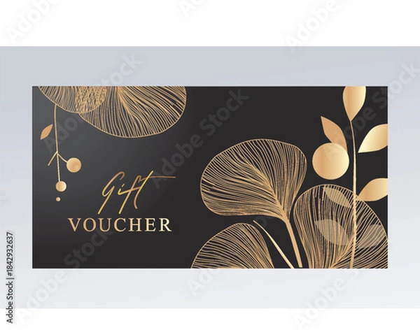 Obraz black vector golden bow gift voucher