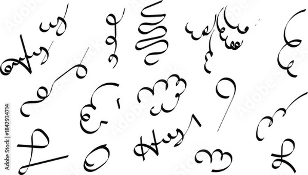 Fototapeta Black handwritten numbers and letters scattered on a with artistic cursive style