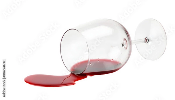 Obraz Red wine glass spilling liquid creating a mess