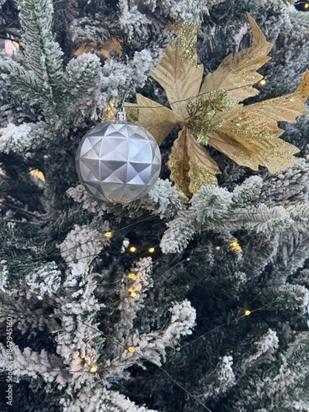 Obraz silver christmas ball on a tree