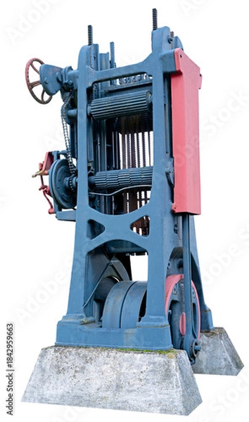 Obraz Old sawmill for cutting logs. Isolated background.