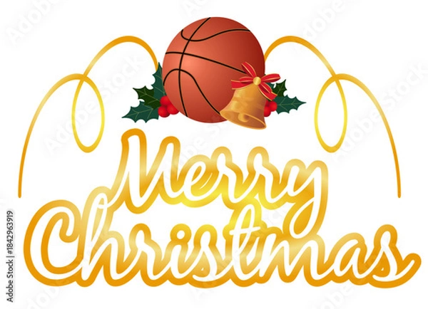 Obraz Christmas Basketball outline illustration featuring a clean linear design, festive curves and a holiday symbol. Perfect for seasonal graphics, cards and decorations.