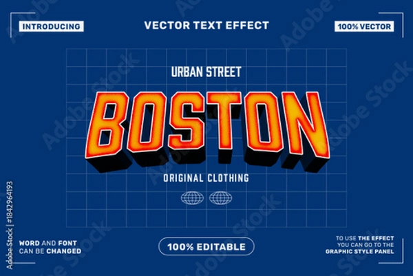 Obraz Boston Urban Street Retro 3D Editable Text Effect Vector