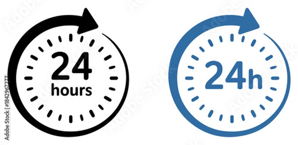Obraz 24 hours support icon vector