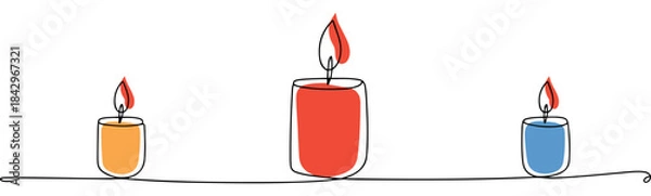 Obraz hand drawn candle flame icon set