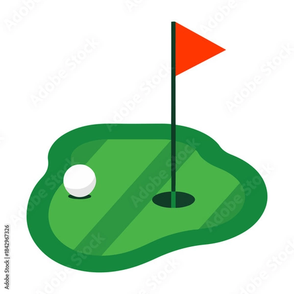 Obraz golf flag hole icon vector