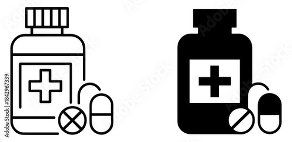 Obraz pill bottle icon set vector