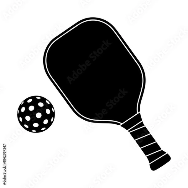 Obraz pickleball paddle ball flat icon