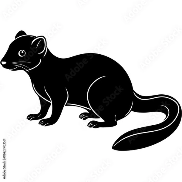 Fototapeta Dwarf Mongoose Silhouette Vector Illustration on White Background