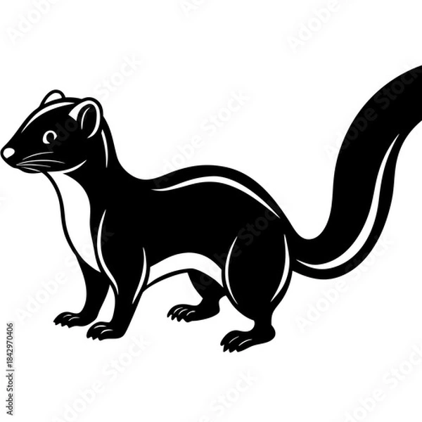 Fototapeta Dwarf Mongoose Silhouette Vector Illustration on White Background