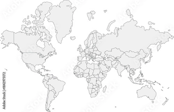 Fototapeta World Map – Global Countries Outline Vector