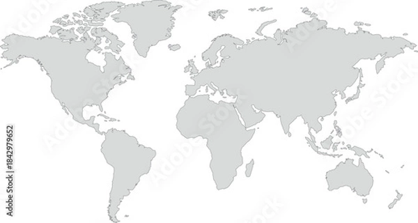 Fototapeta World Map – Global Countries Outline Vector