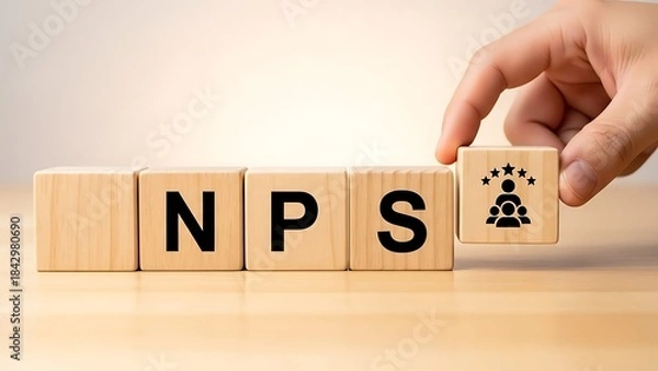 Fototapeta Net promoter score NPS customer satisfaction concept on blocks