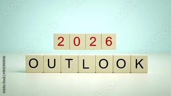 Fototapeta Year 2026 outlook concept with numerical and text blocks