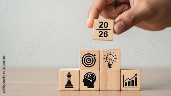 Fototapeta Year 2026 business strategy and goal development progress