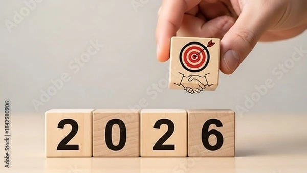 Fototapeta Year 2026 with a business target and handshake partnership