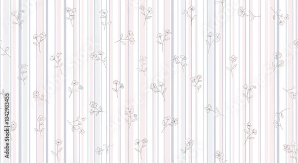 Fototapeta A repeating pattern with floral elements and vertical stripes.