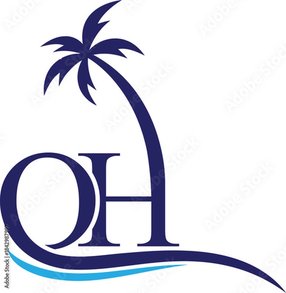 Obraz Letter OH beach logo