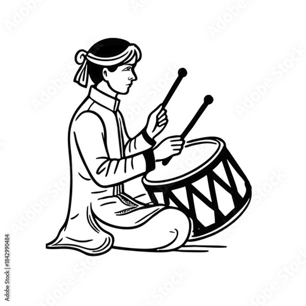 Obraz Ethnic Wedding Dhol Player Vector Design