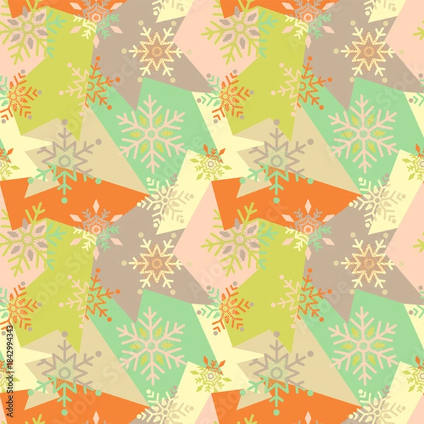 Obraz Seamless geometry pattern with snowflakes. Winter holiday, Christmas pattern 