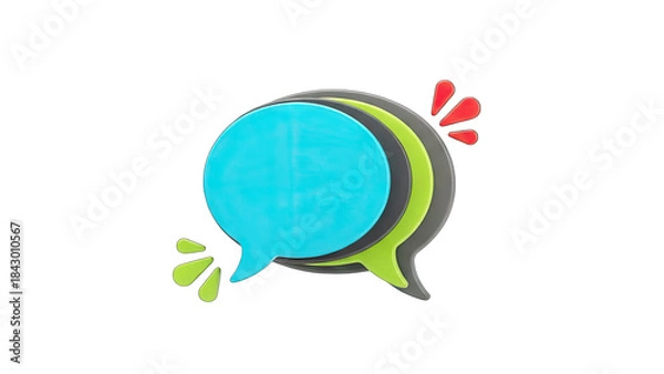 Fototapeta 3D Speech Bubbles Communicating on White Background