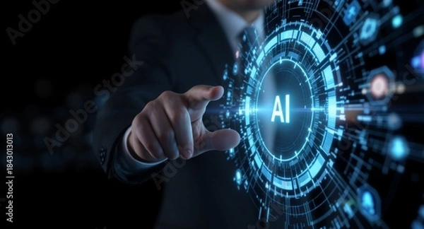 Obraz businessman using AI