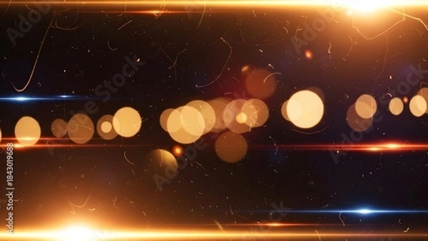 Fototapeta Dynamic abstract background with warm lens flares and vintage bokeh light effect