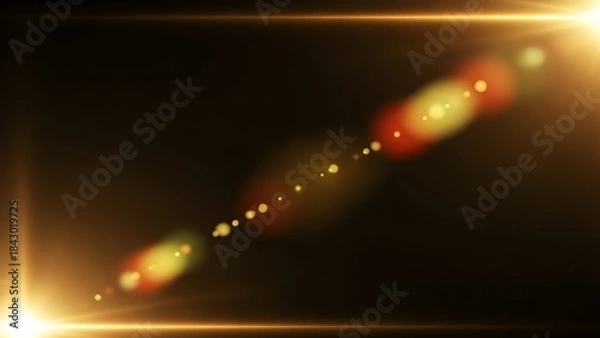 Fototapeta Abstract golden light streaks and lens flare create a glowing background design