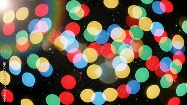 Fototapeta A festive and colorful abstract background of bokeh lights creating a vibrant atmosphere