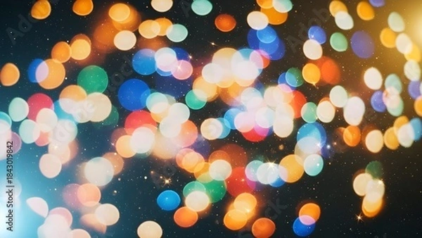 Fototapeta A mesmerizing array of vibrant colorful bokeh lights creating an abstract festive background