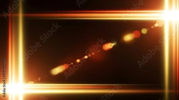 Fototapeta Abstract bright glowing frame with lens flare effect on dark background
