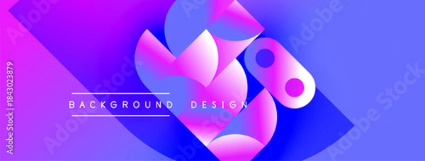 Fototapeta Abstract vibrant design. Purple, blue gradients create flowing shapes. Text reads background design. Modern aesthetic, dynamic composition.