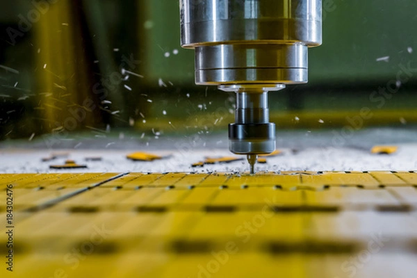 Fototapeta Milling of parts on the machine. Spindle cnc.