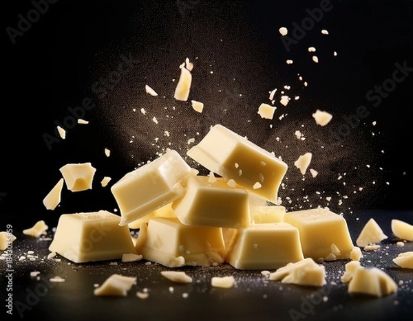 Obraz white chocolate chunks exploding