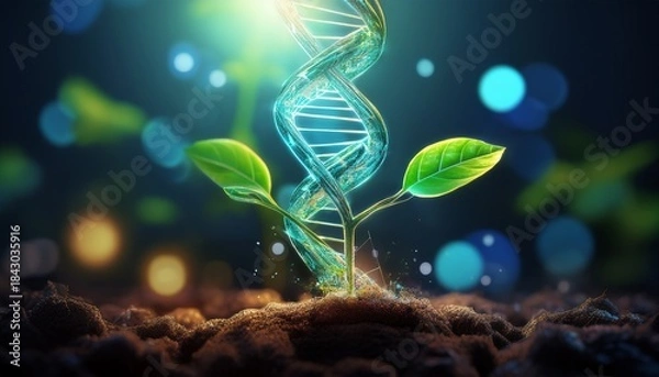 Obraz growing plant with glowing dna
