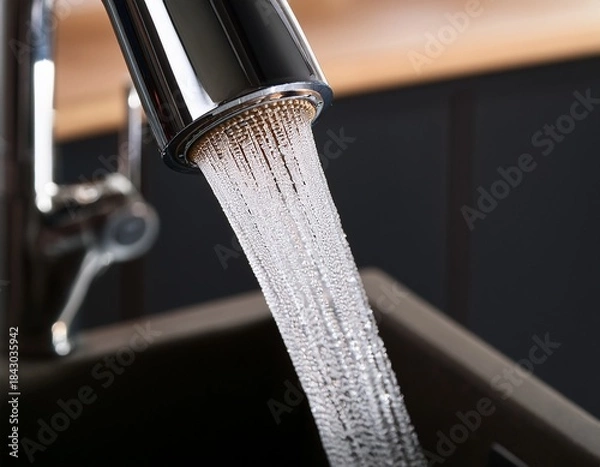 Obraz water flowing from a smooth kitchen faucet