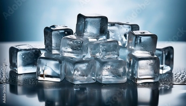 Obraz ice cubes clustered on a surface