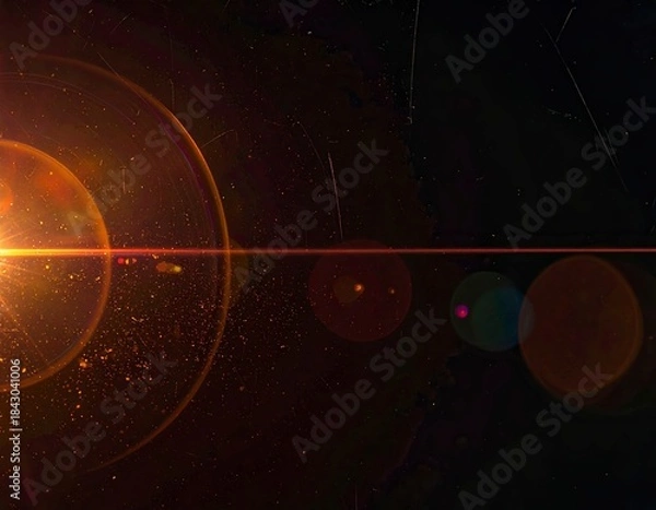 Obraz Abstract Red Light Streaks in Dark Space Background. Generated image