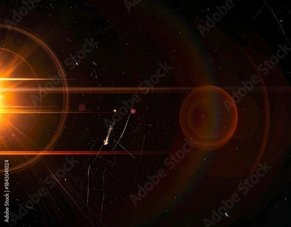 Obraz Abstract Red Light Streaks in Dark Space Background. Generated image