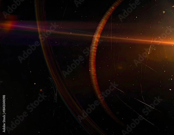 Obraz Abstract Red Light Streaks in Dark Space Background. Generated image