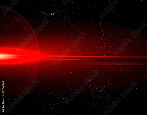 Obraz Abstract Red Light Streaks in Dark Space Background. Generated image