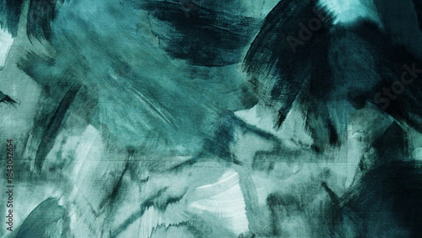 Fototapeta Green and white abstract background with flowing shapes and smooth gradients, ideal for digital art, creative projects, presentations, modern design, and nature-inspired visuals