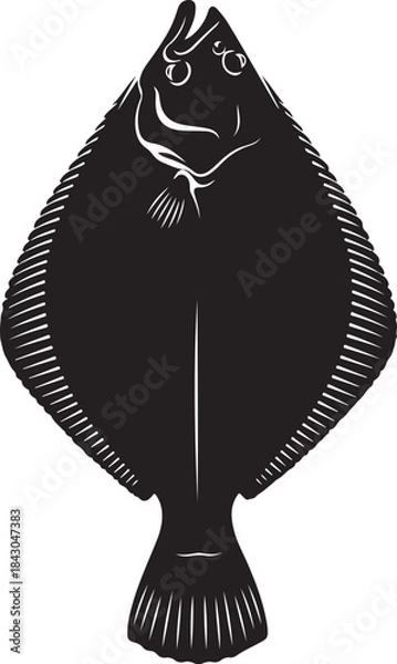 Fototapeta Silhouette of a flatfish, a type of fish with a flattened body